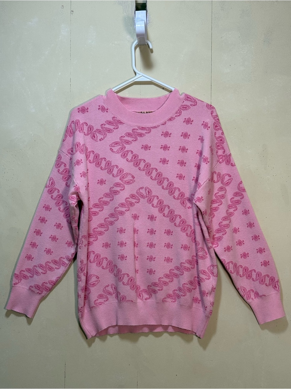 Bailey Rose Pink Paisley Long Sleeve Soft Knit Sweater Women’s Sz S